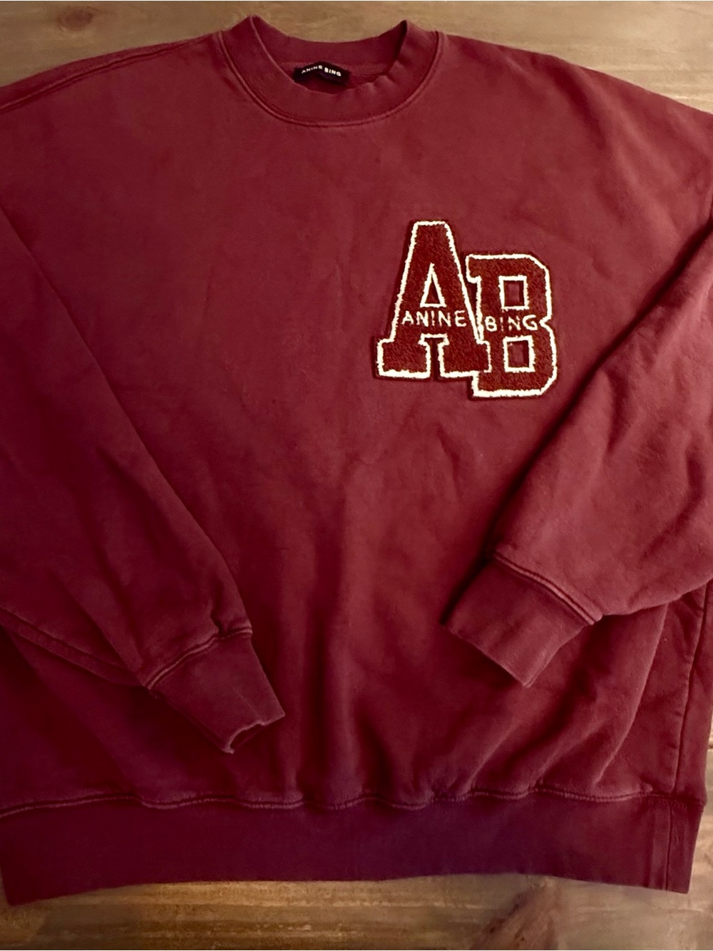 Anine Bing woman’s Burgundy Crewneck Sweatshirt with AB Patch